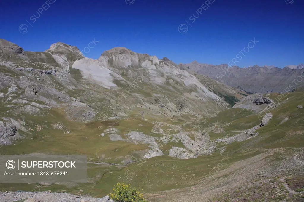 On the Col de la Bonette mountain pass, highest paved road in Europe, Alpes-Maritimes department, Western Alps, France, Europe