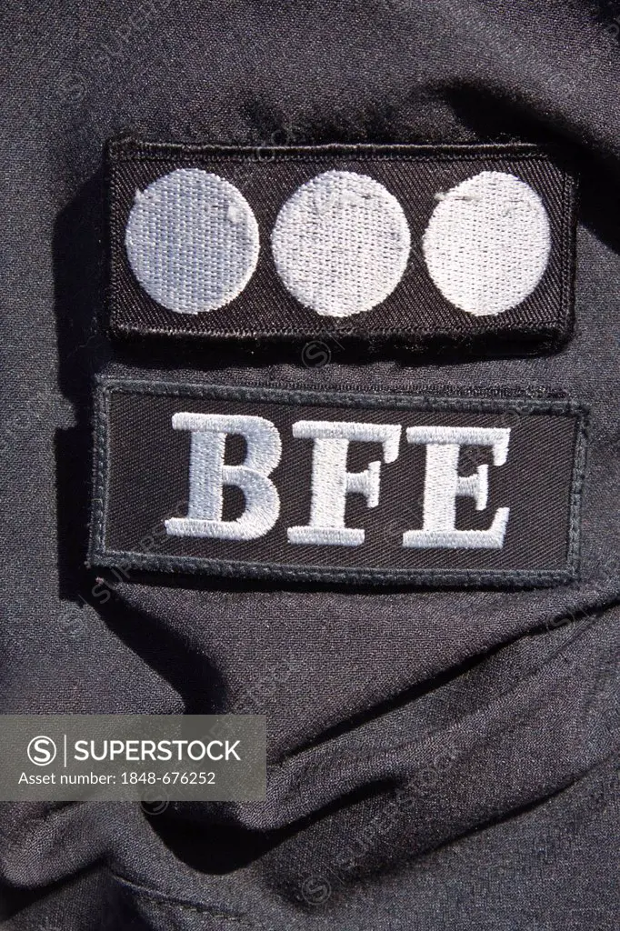 BFE badge of the German arrest unit, German federal police, special forces unit, task force, Germany