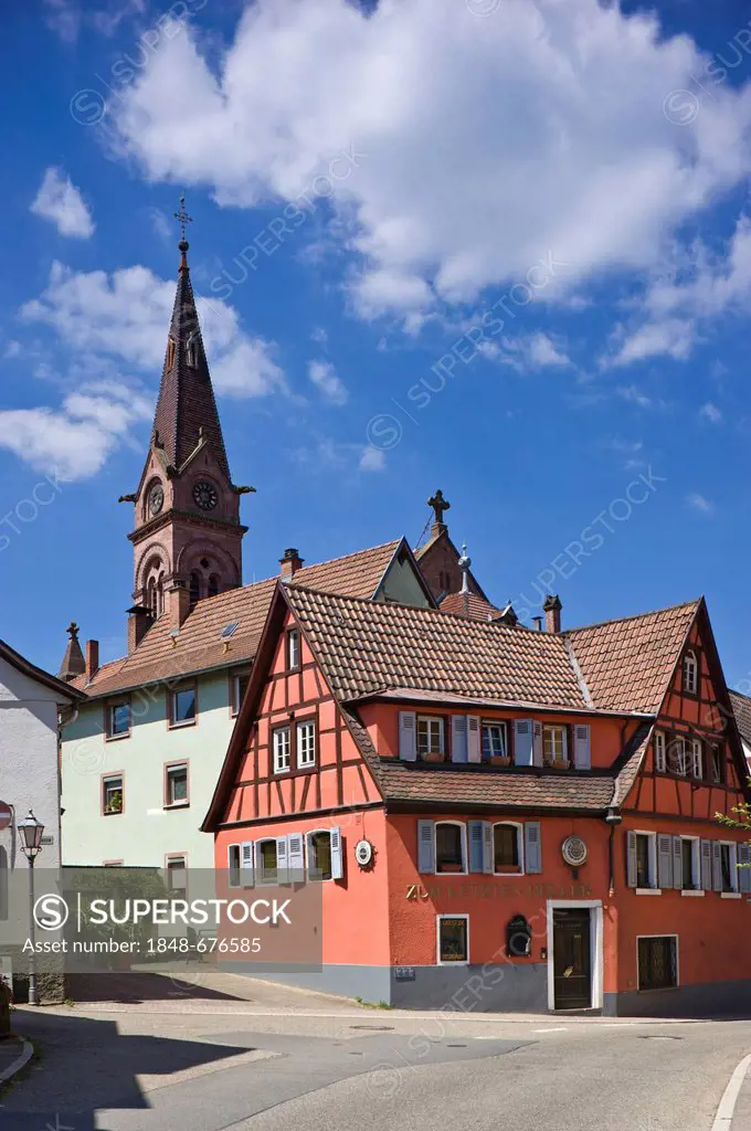 Church of St Johnnes Nepomuk in the old town, Neckargemuend, Baden-Wuerttemberg, Germany, Europe