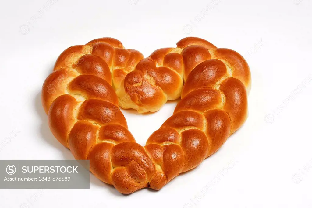 Zopf, heart-shaped braided loaf