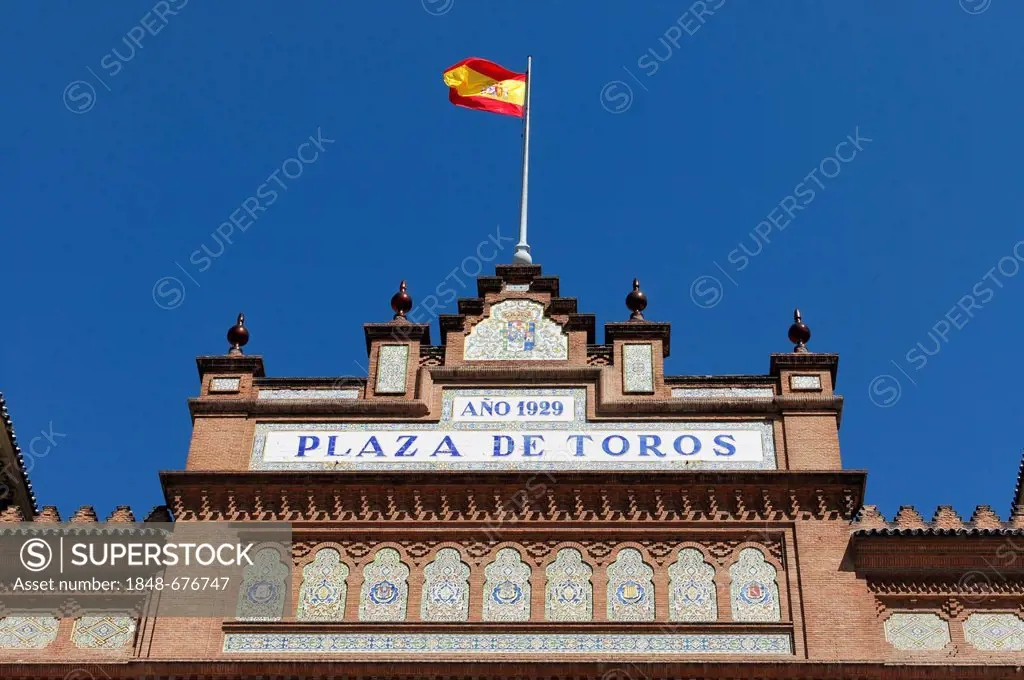 Facade, entrance, Plaza de Toros Las Ventas bullring, arena, Madrid, Spain, Europe