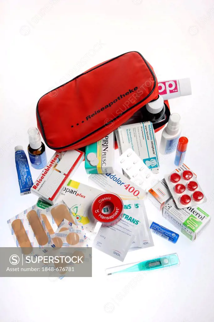 First-aid kit, drugs and bandages