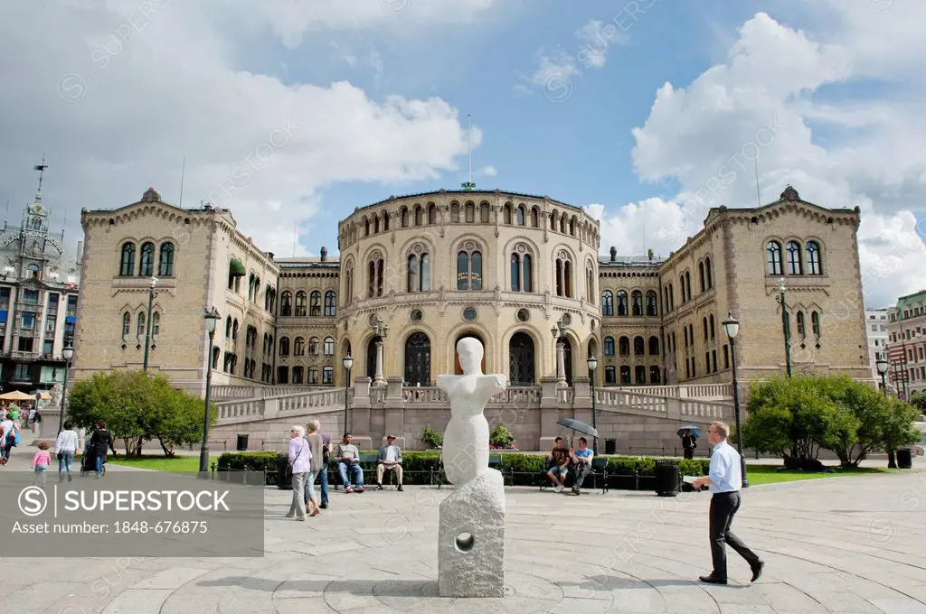 Assembly Hall, Parliament, the Storting building, Storthinget, inner city, Oslo, Norway, Scandinavia, Northern Europe, Europe