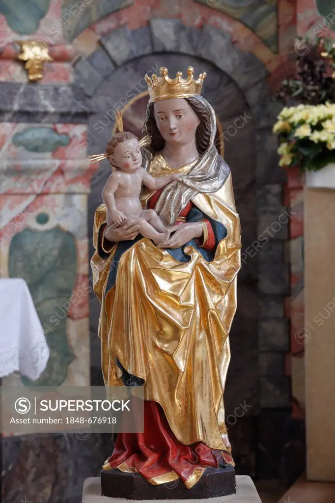 Madonna, pilgrimage church of St. Rasso in Untergammenried, Bad Woerishofen, Lower Allgaeu, Allgaeu, Swabia, Bavaria, Germany, Europe