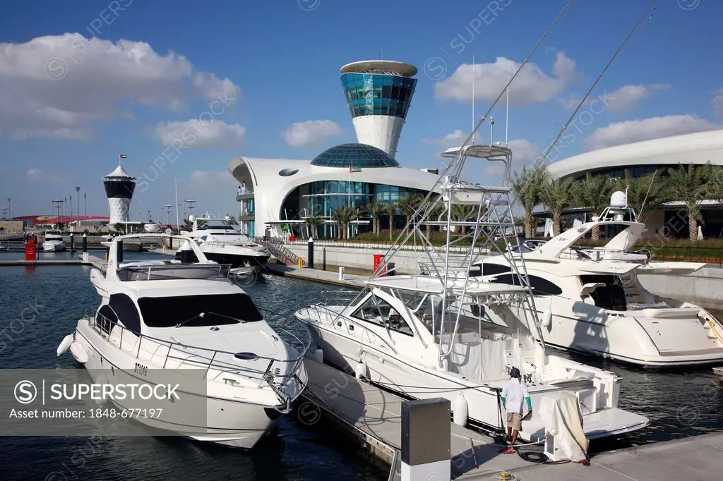 Yas Marina on Yas Island, next to the Formula 1 circuit in Abu Dhabi, United Arab Emirates, Middle East, Asia