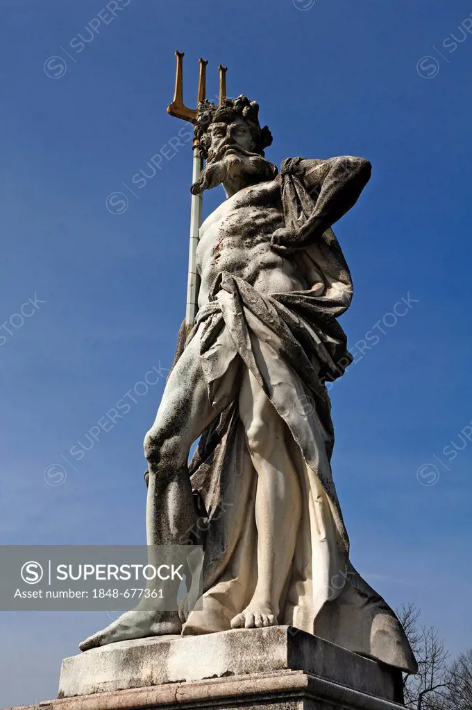 Hades statue in the palace gardens, Schloss Nymphenburg Palace, Schlossrondell, Munich, Bavaria, Germany, Europe