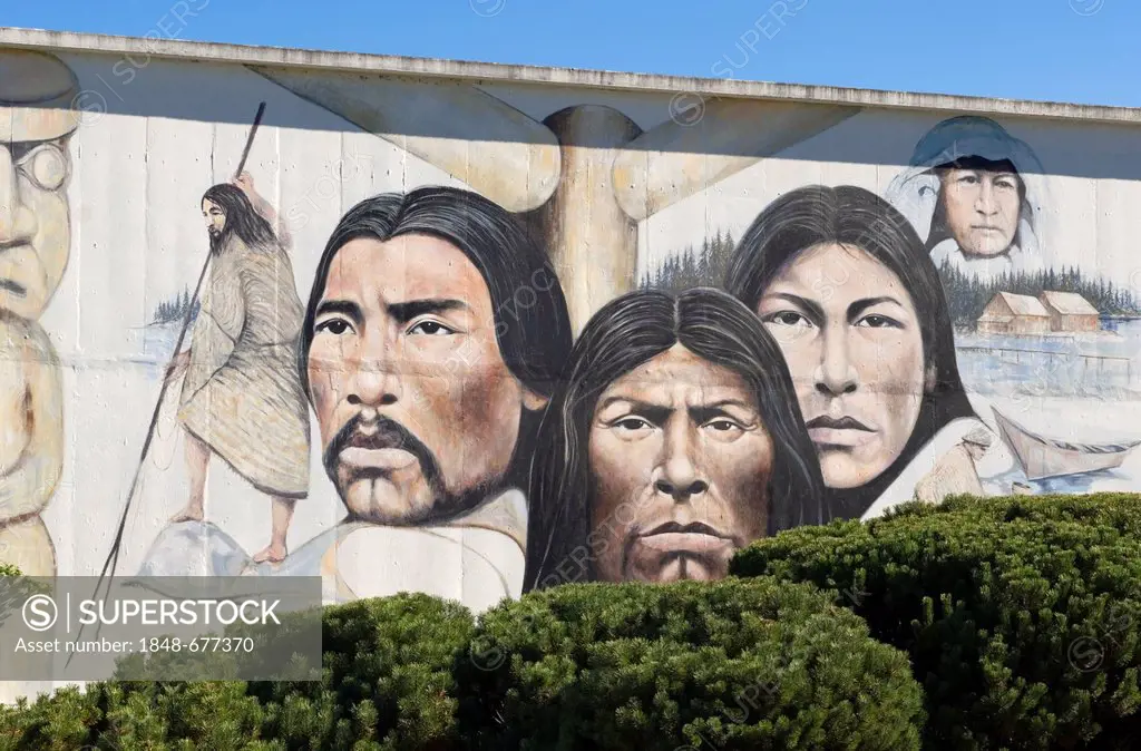 Native Heritage mural by Paul Ygartua, Chemainus, Vancouver Island, British Columbia, Canada