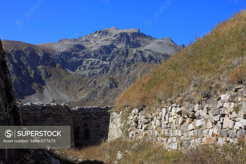 Fort de la Marguerie on Col de Tende mountain pass, Département Alpes-Maritimes, Région Provence Alpes Côte d'Azur, France, Europe