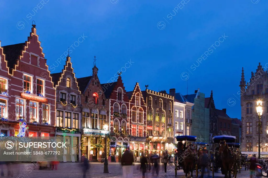 Grote Markt market square, old town, UNESCO World Heritage Site, Bruges, Brugge, West Flanders, Flemish Region, Belgium, Europe