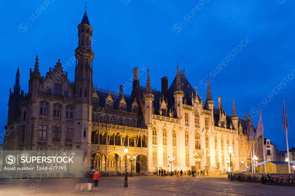 Provinciaal Hof, Provincial Court, Grote Markt market square, old town, UNESCO World Heritage Site, Bruges, Brugge, West Flanders, Flemish Region, Bel...