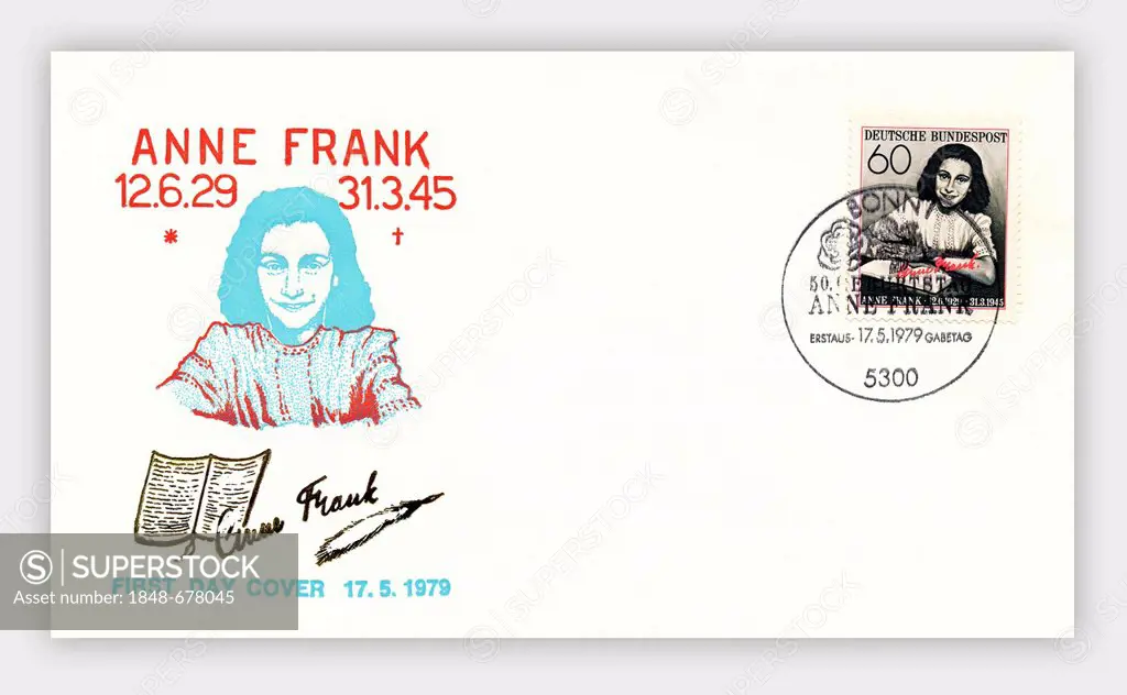 First day cover of the German Federal Post Office, Anne Frank stamp, 1979, Germany, Europe