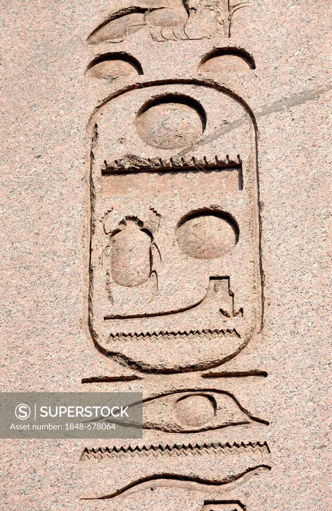 Hieroglyphic cartouche of Pharaoh Tutankhamun, Egyptian Obelisk, Dikilitas, Hippodrome, At Meydani, Istanbul, Turkey