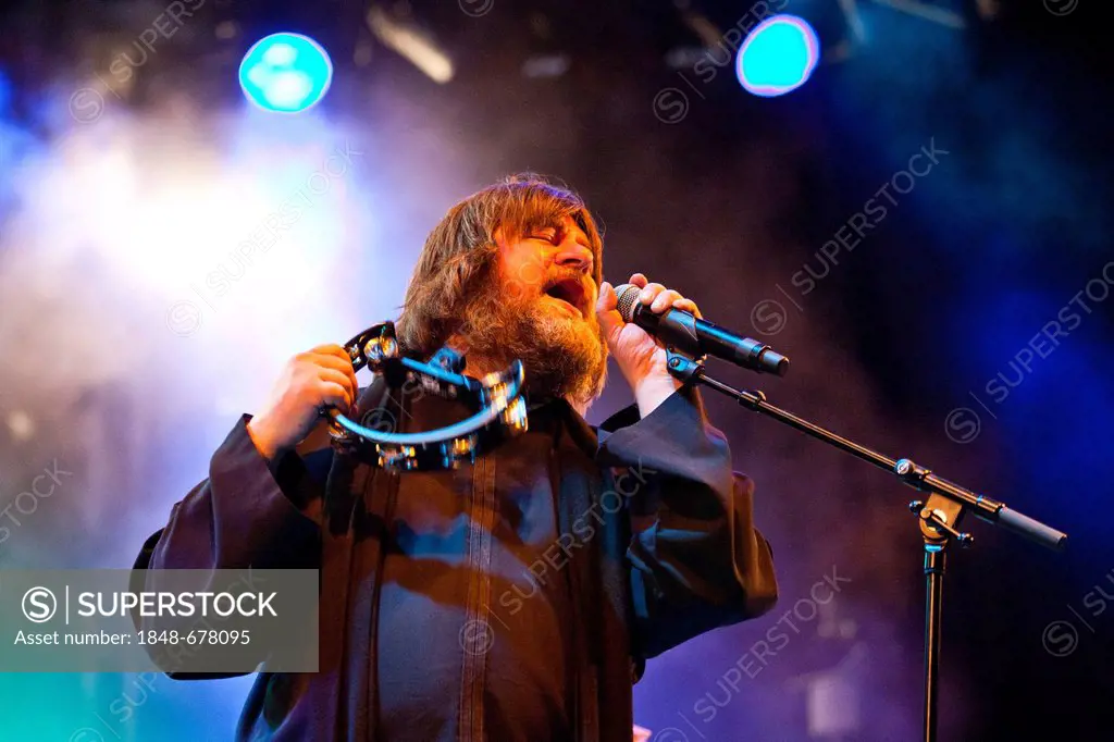 Singer and frontman Ebbot Lundberg from the Swedish band The Soundtrack of Our Lives performing live at the Heitere Open Air festival in Zofingen, Swi...