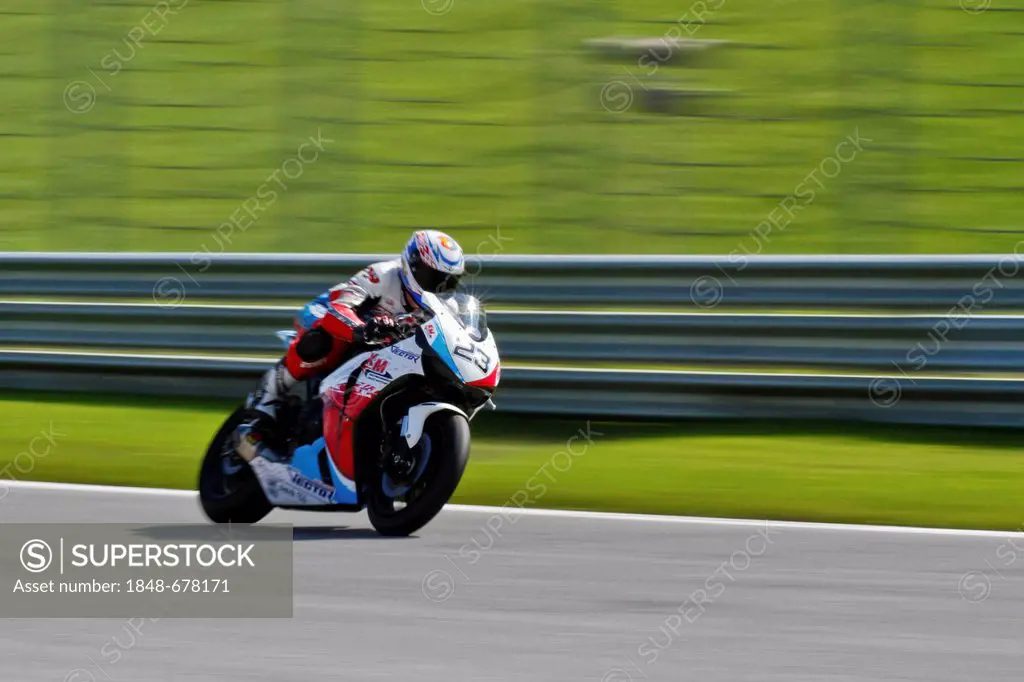 Motorcycle racer Andrey Martsevich, Russia, competes in the IDM Superbike cup on August 20. 2011 in Zeltweg, Austria, Europe