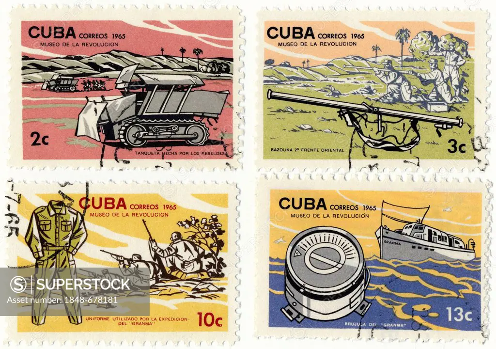Historical Stamps, 1965, Museum of the Revolution with the motor-yacht Granma, 26th of July Movement, landing of Fidel Castro in Cuba on 25 November 1...