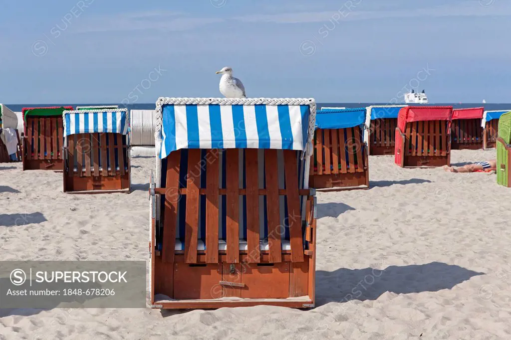 Beach chairs, beach, Warnemuende sea resort, Mecklenburg-Western Pomerania, Germany, Europe