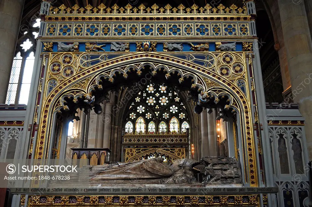 Grave of Edmund of Stafford, 14th century, Bishop of Exeter, Exeter Cathedral, 13th century, Exeter, Devon, England, United Kingdom, Europe
