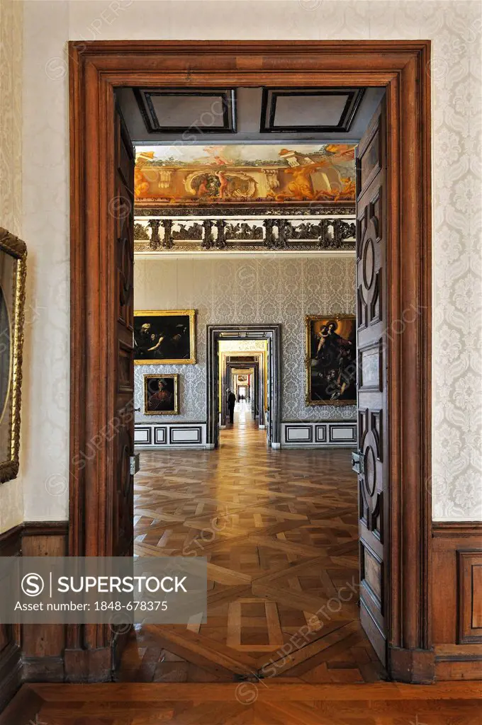 Suites on the first floor, Neues Schloss Schleissheim Palace, Oberschleissheim near Munich, Upper Bavaria, Bavaria, Germany, Europe