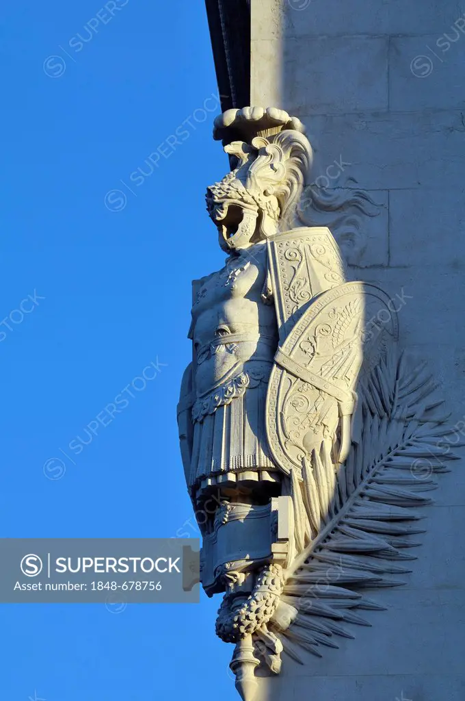 Roman soldier wearing armour, detail view of the National Monument Vittorio Emanuele II, Rome, Lazio, Italy, Europe