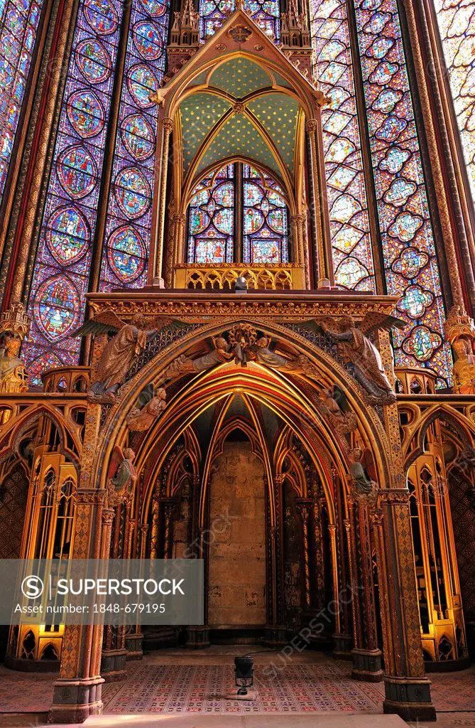 Presbytery, upper chapel, Sainte-Chapelle chapel, Cite, Paris, France, Europe