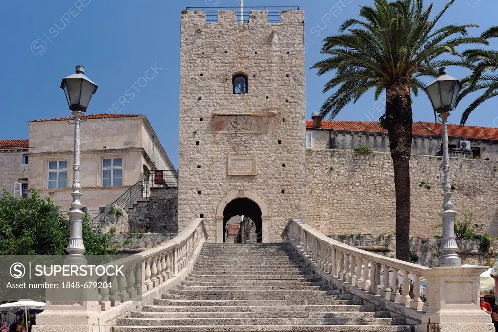 The main entrance of Korcula, island of Korcula, Croatia, Europe