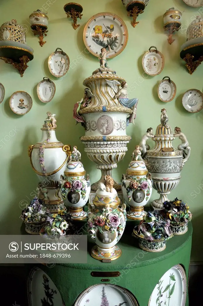 Porcelain collection, Rosenborg Slot or Rosenborg Castle, Copenhagen, Denmark, Scandinavia, Europe