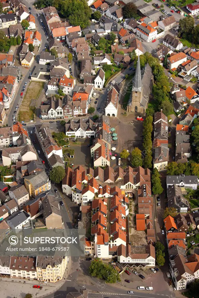Aerial view, St. Victor's Church beside the Town Hall Museum, Schwerte, Ruhr Area, North Rhine-Westphalia, Germany, Europe