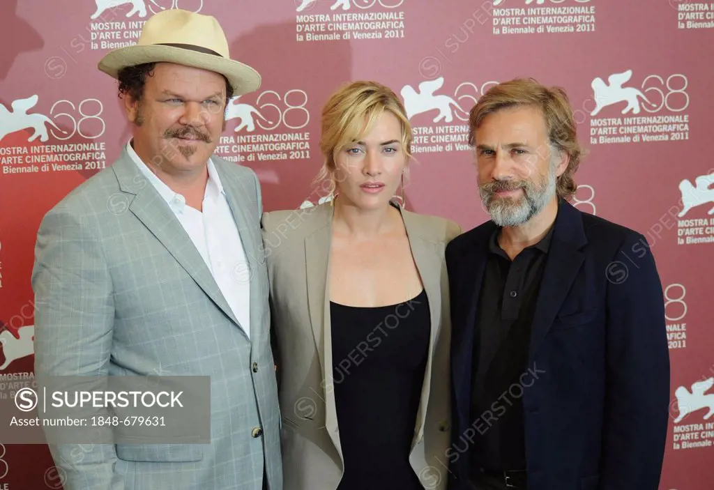 John C Reilly, Kate Winslet and Christoph Waltz attending a photocall for the film Carnage, 68th International Film Festival of Venice, Italy, Europe