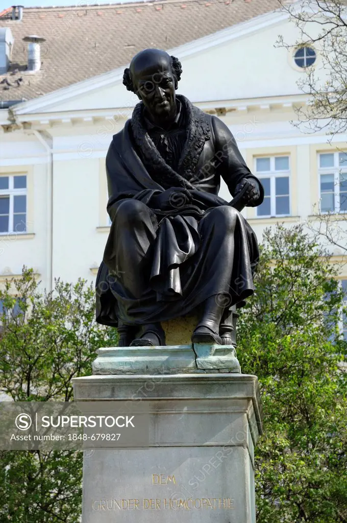 Monument to Samuel Hahnemann, the founder of homeopathy, Leipzig, Saxony, Germany, Europe