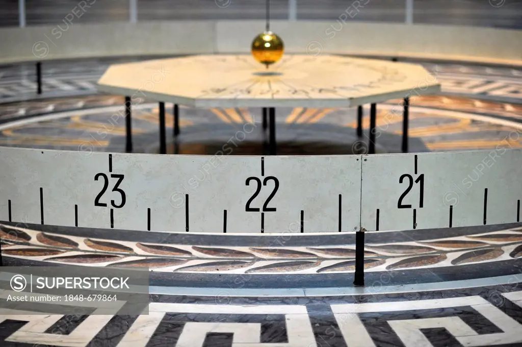 Interior with the Foucault Pendulum as empirical evidence of the Earth's rotation, Panthéon, a mausoleum for French National heroes, Montagne Sainte-G...