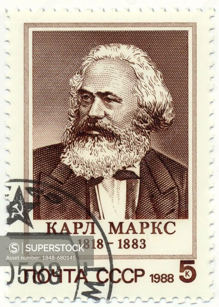 Historic postage stamp, Karl Marx, 1988, USSR