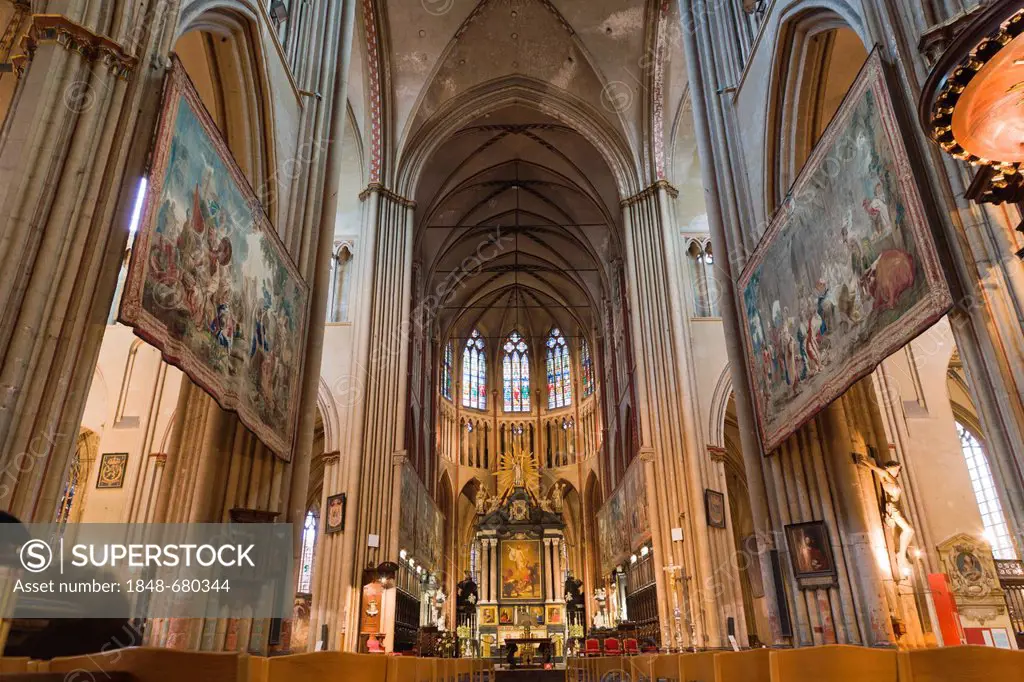 Interior, St Salvator's Cathedral, Sint-Salvator Cathedral, Bruges, Brugge, West Flanders, Flemish Region, Belgium, Europe