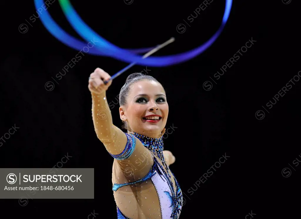 Ulyana Trofimova, UKR, with ribbon, Rhythmic Gymnastics Grand Prix Thiais, 09 - 10.04.2011, Paris, France, Europe
