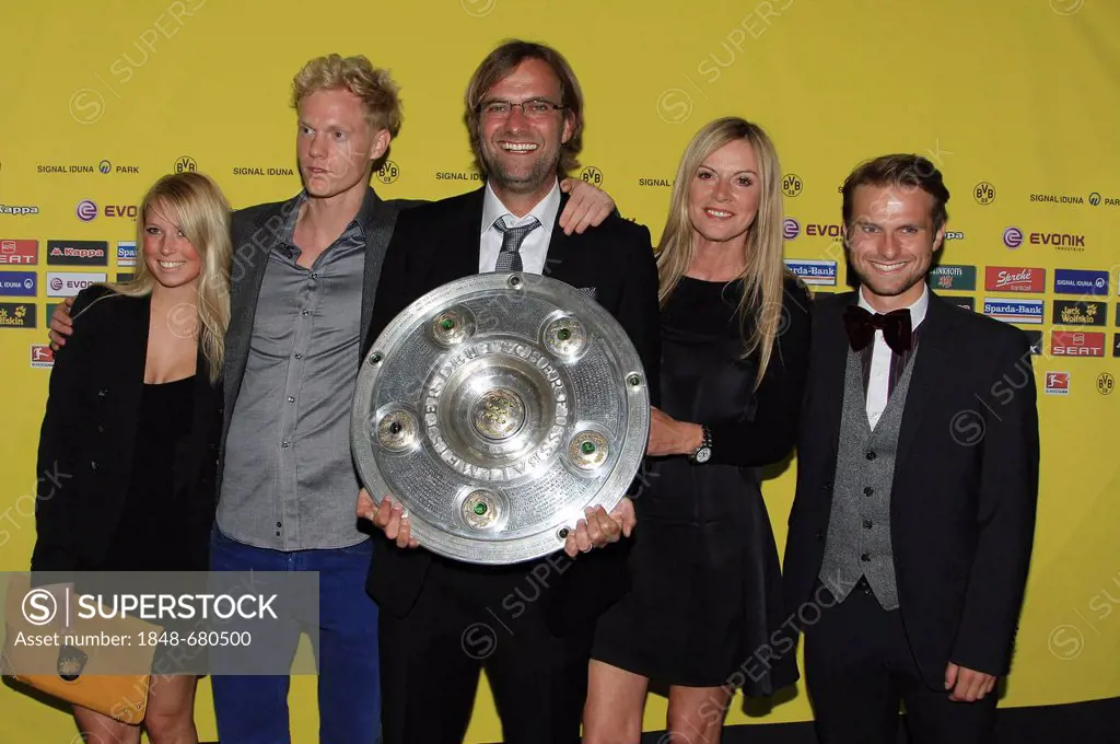 Championship celebration of Borussia Dortmund in the Dortmund U building, coach Juergen Klopp with championship trophy and his wife Ulla, son Marc on ...