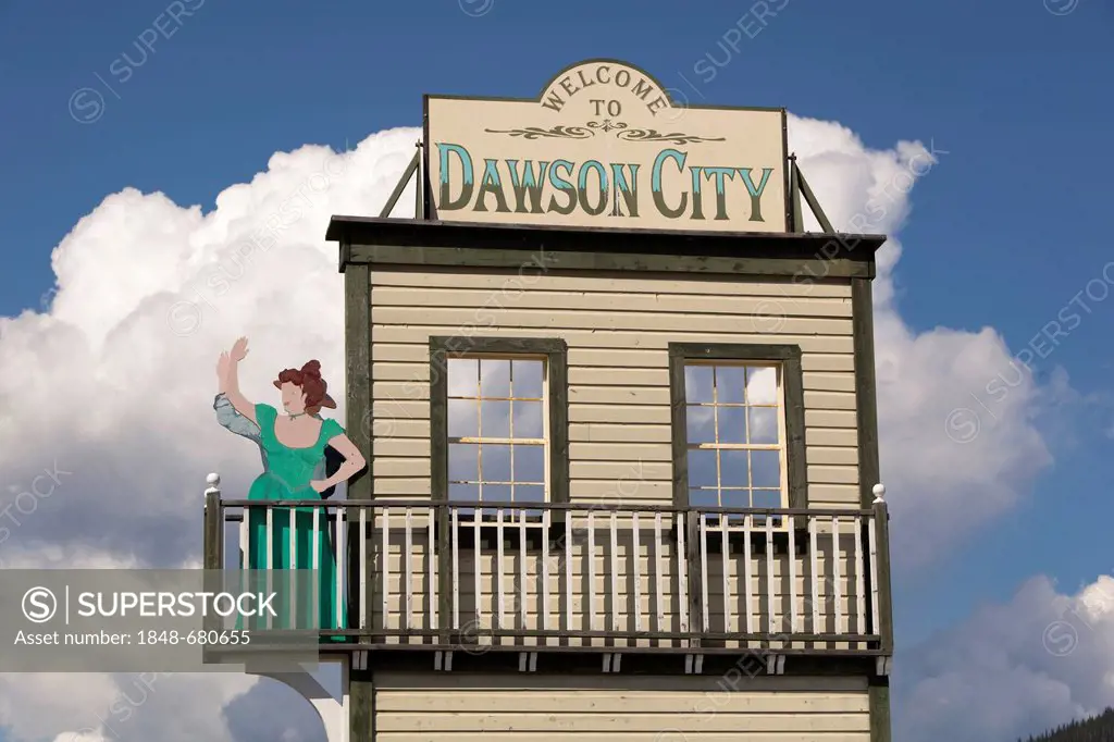 Welcome sign to Dawson City, Yukon Territory, Canada
