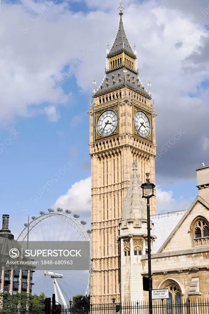 Big Ben, clock tower of the Palace of Westminster, Houses of Parliament, British Parliament, City of Westminster, London, England, United Kingdom, Eur...