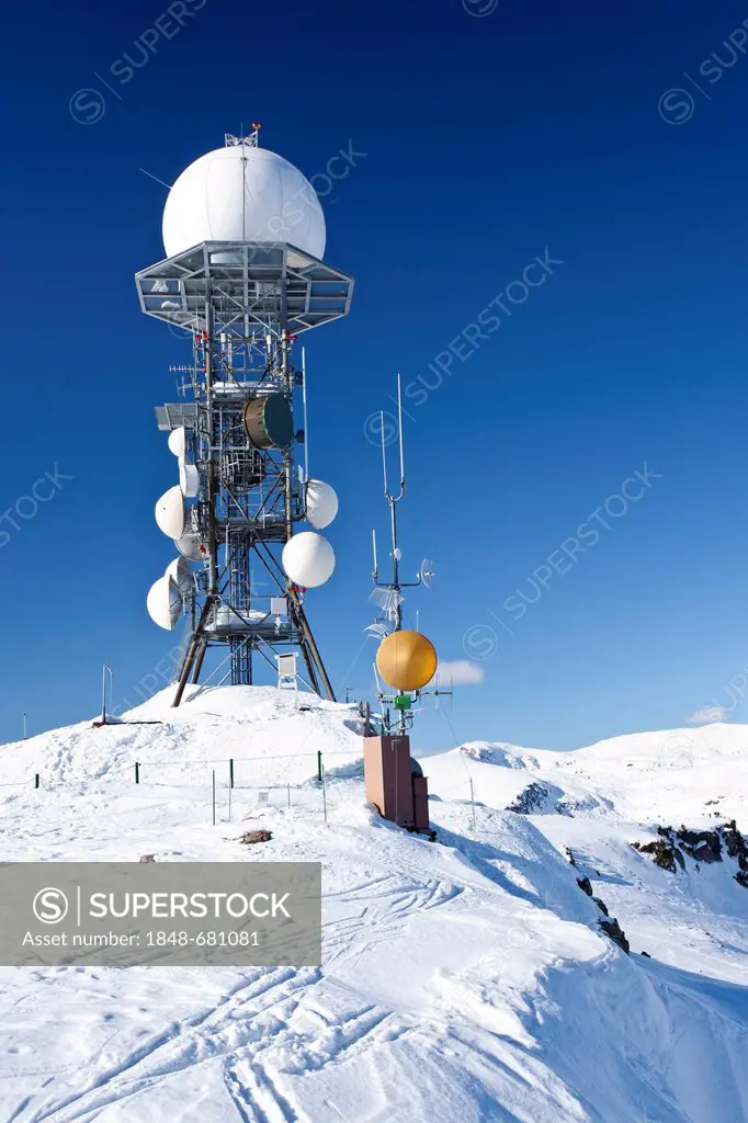 Weather station on Mt. Rittnerhorn above the Renon, Bolzano Area, South Tyrol, Italy, Europe