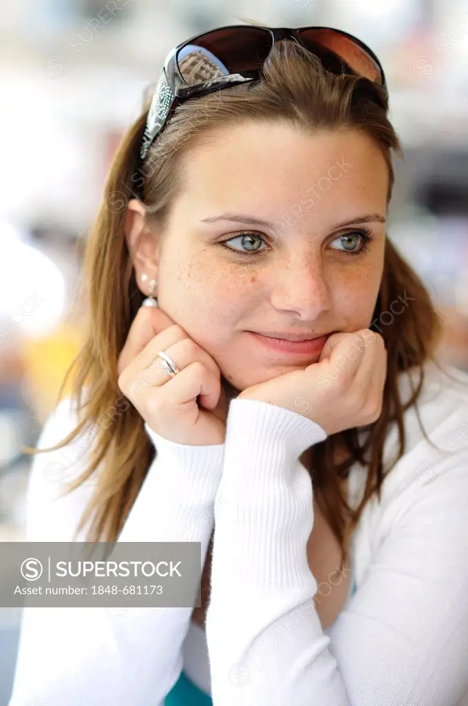 Young woman in a cafe, Paris, France, Europe