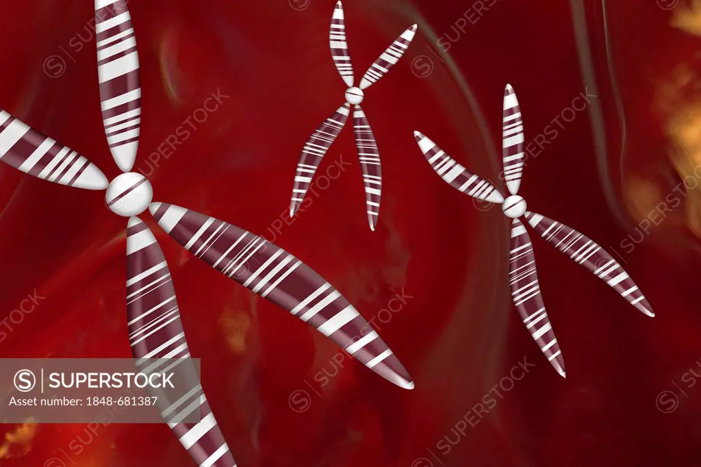 Chromosomes during research, genetic testing, illustration