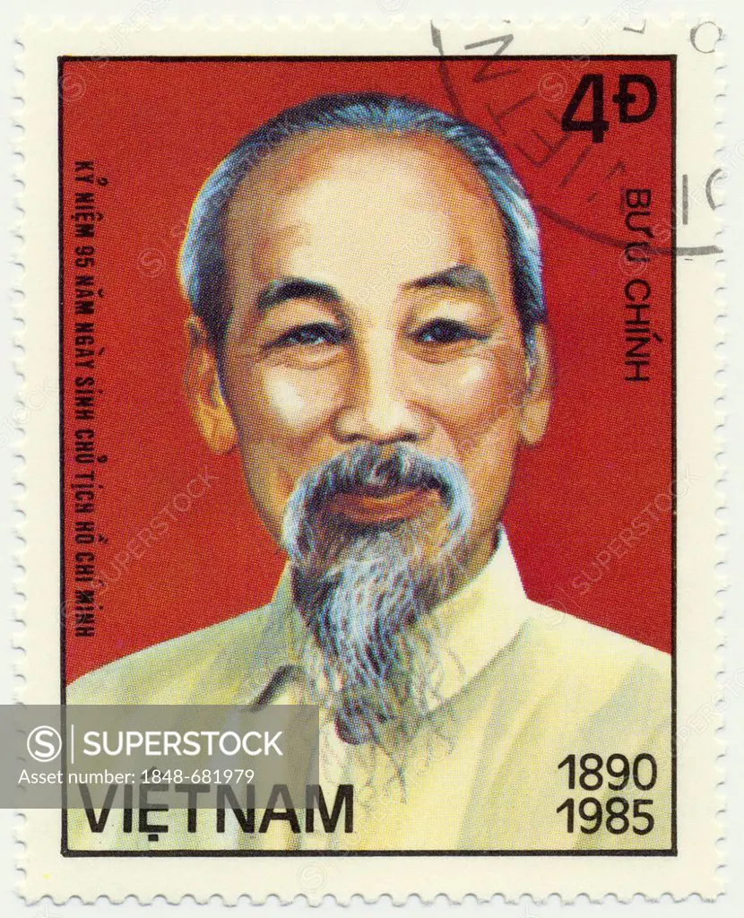 Historic stamp, Vietnam, image of Ho Chi Minh, 1985