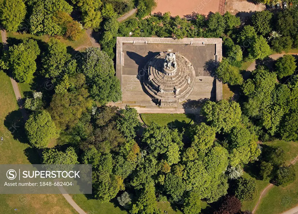 Aerial view, Bismarck memorial, Hamburg, Germany, Europe