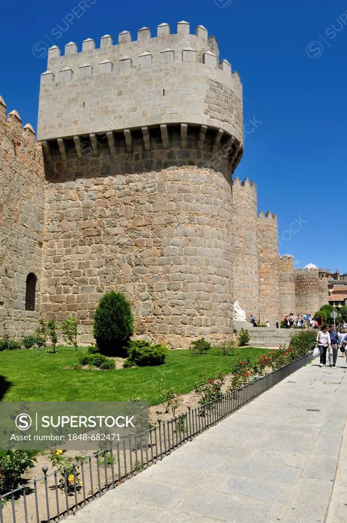 Medieval city wall of Avila, Unesco World Heritage Site, Castile and Leon oder Castilia y Leon, Spain, Europe