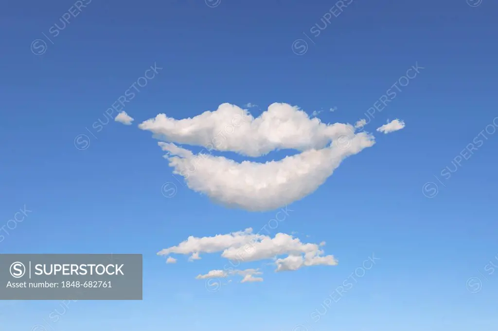 Cloud formations in the shape of a mouth, illustration