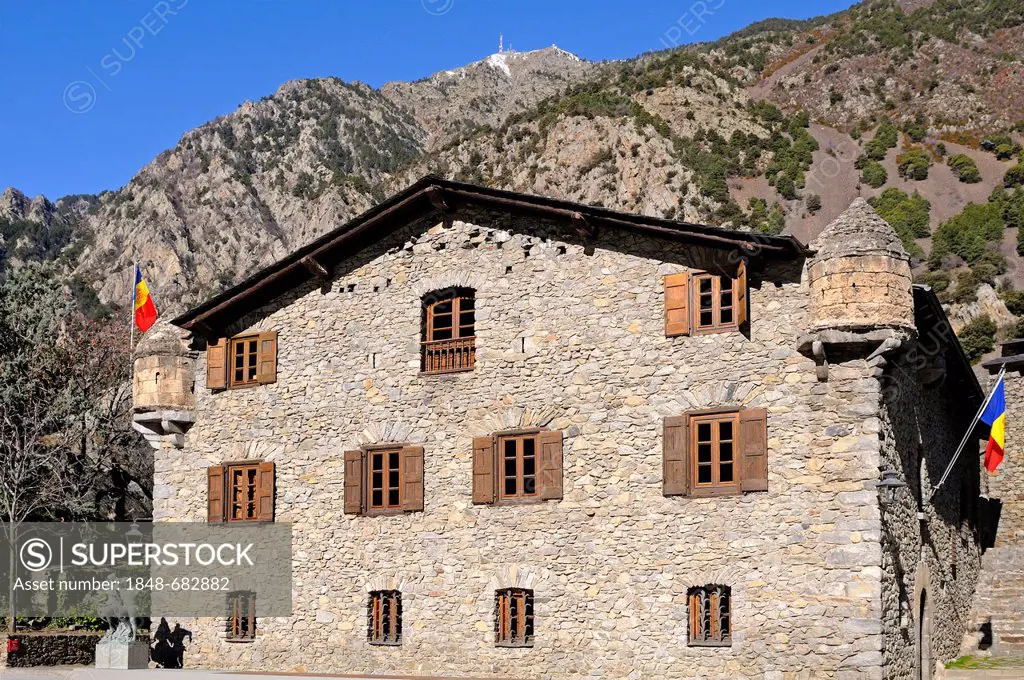 Casa de la Vall, the seat of the Parliament of Andorra, the smallest European Parliament, Barri Antic, Andorra La Vella, Andorra, Europe