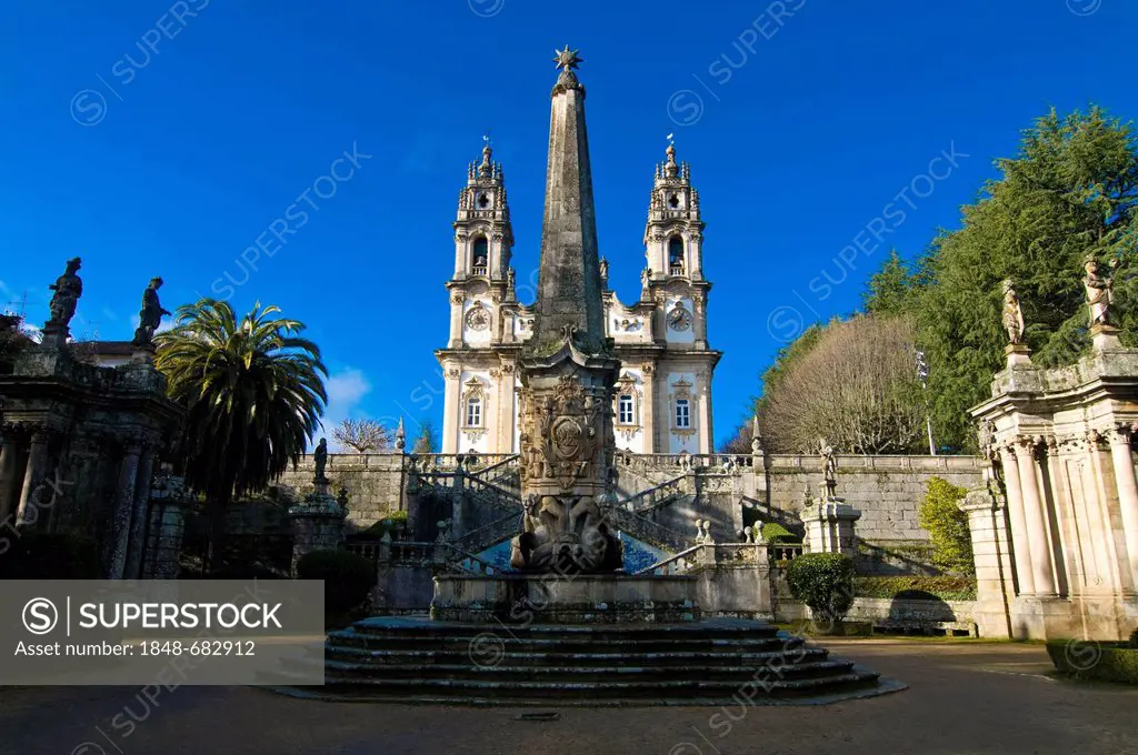 Fountain in the garden of the Church of Nossa Senhora dos Remedios, Lamego, Portugal, Europe