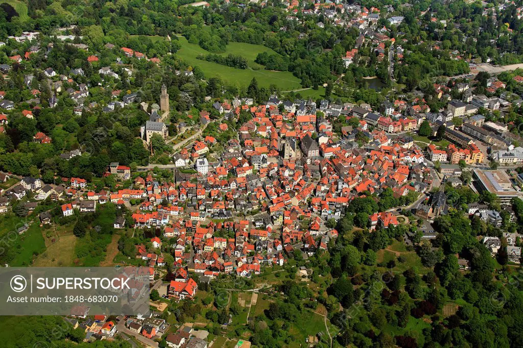 Aerial view, old town, Kronberg im Taunus, Hesse, Germany, Europe