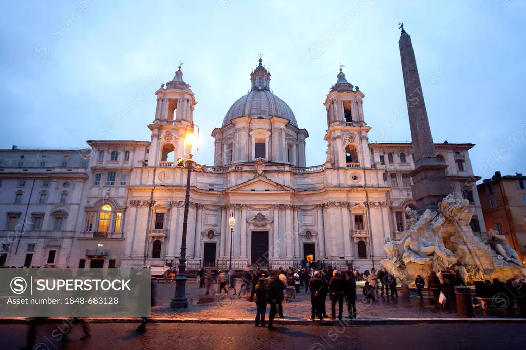 The church of Sant'Agnese in Agone on the Piazza Navona square in Rome, Lazio, Italy, Europe
