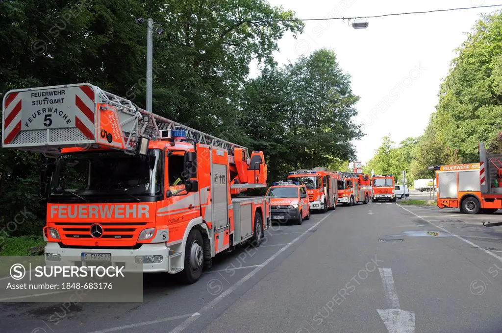 Vehicles of the Fire Department, Stuttgart, Baden-Wuerttemberg, Germany, Europe