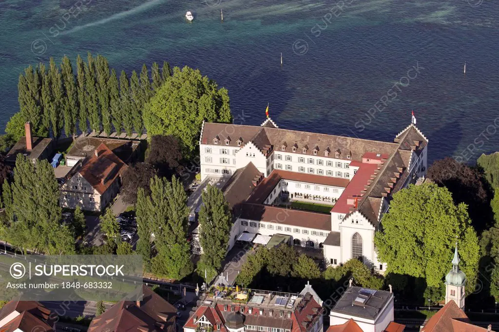 Aerial view, a former Dominican monastery, now an island hotel in Konstanz, Konstanz district, Baden-Wuerttemberg, Germany, Europe