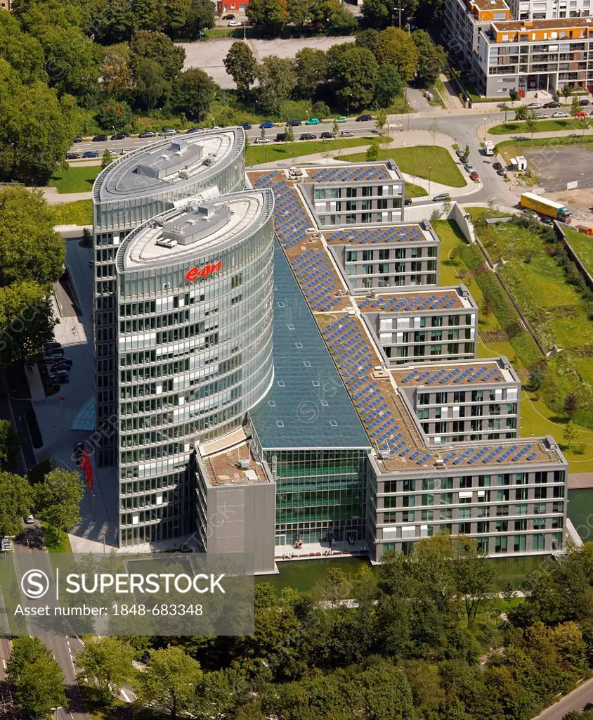Aerial view, EON headquarters in Essen, Ruhr area, North Rhine-Westphalia, Germany, Europe